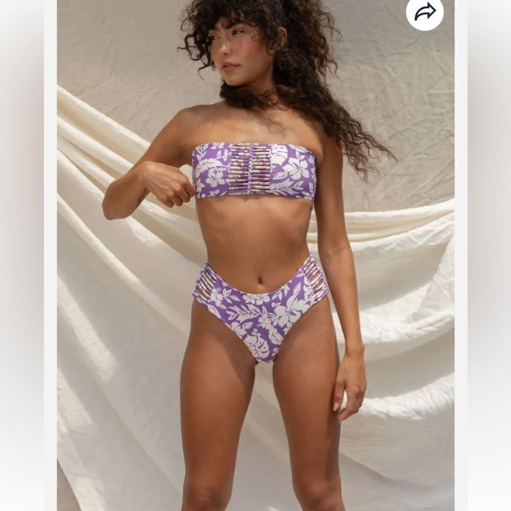 STONE FOX SWIM Simone Bikini Bottom and Top - Kauai Print Size M